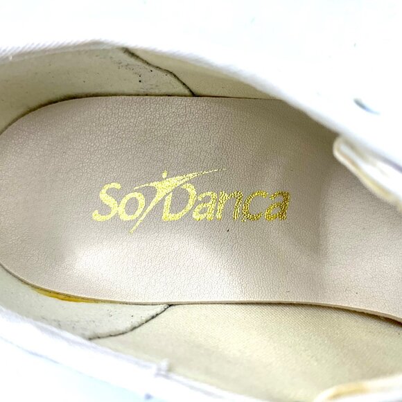 So Danca White Tyette Tap Valiant Vegan 9.5 Shoes Elastic Snaps Dance Recital - Picture 7 of 9